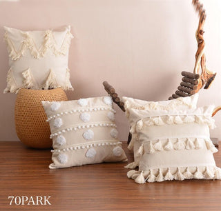 Tassel-attached Bohemian Style Cushion Cover  6 Types