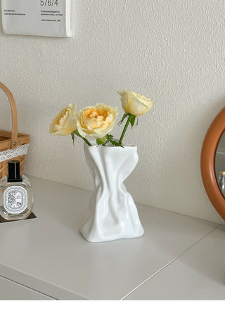 Pleated Ceramic Flower Vase