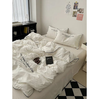 Plain Piping Lettering Duvet Cover Set