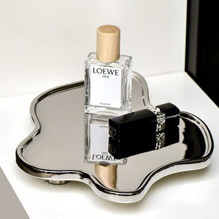 Silver color ceramic footed wave tray