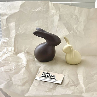 Set of 2  Rabbit Motif Ceramic Object Figurine