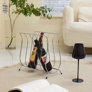 Iron Legged Wire Wave Magazine Rack Storage Silver
