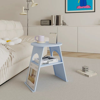 Round Open Storage Iron Side Table  Magazine Rack