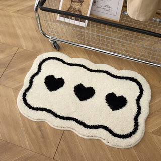 Monochrome heart pattern wavy door mat 50x80cm