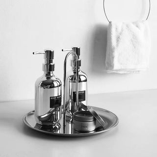 Stainless steel arched round tray with handle silver