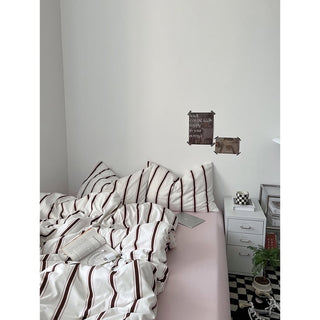 Pink Wide Stripe Duvet Cover Set