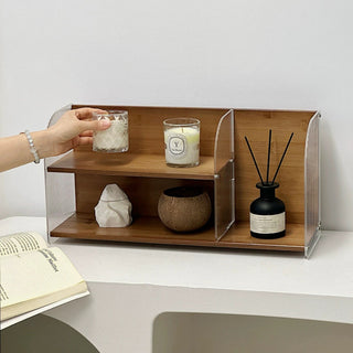 Bamboo Clear Two-Tier Storage Display Rack   Perfume Storage