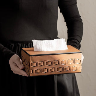 Braided Geometric Pattern Leather Tissue Box  Tissue Case
