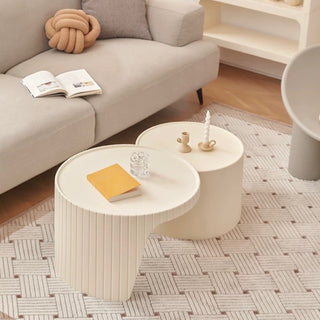 Ivory Round Side Table Nesting Table Storage