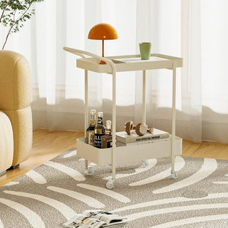 Handle Castered Iron Two-Tier Side Table