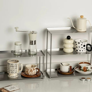 Stainless steel silver cup storage rack two-tiered or three-tiered 2 types
