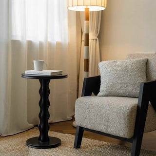 Black Wave Leg Round Compact Side Table