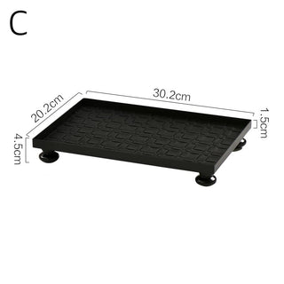 Legged Iron Frame Woven Leather Rectangular Tray