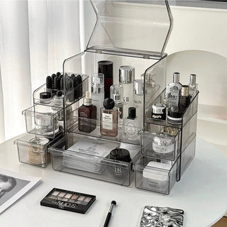Piece Set Clear Silver Large Capacity Cosmetic Storage Box