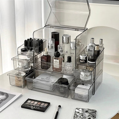 Piece Set Clear Silver Large Capacity Cosmetic Storage Box