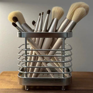 Stainless Steel Silver Square Brush Stand Pen Holder Cutlery
