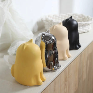 Sitting Cat Ceramic Tissue Case  Cat Tissue Box