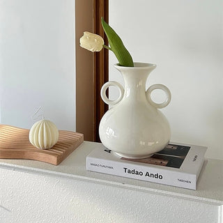 Ring Handle Ceramic Flower Vase