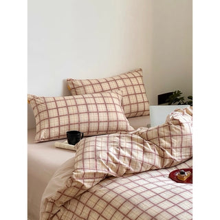 Orange Mix Check Pattern Duvet Cover Set 2 Sizes  All Seasons