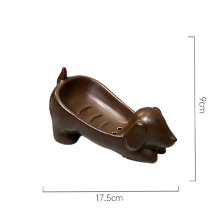 Dachshund motif ceramic soap dishin  soap holder tray.
