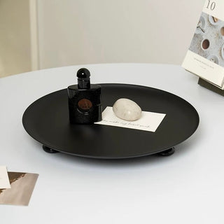 Legged Monotone Large Iron Round Tray  Cosmetic Storage