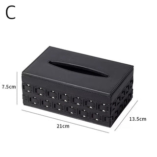 Braided Geometric Pattern Leather Tissue Box  Tissue Case