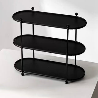 Silver Frame Oval Three-Tier Storage Rack