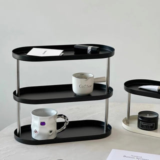 Monotone Oval Tray Three-Tier Storage Rack