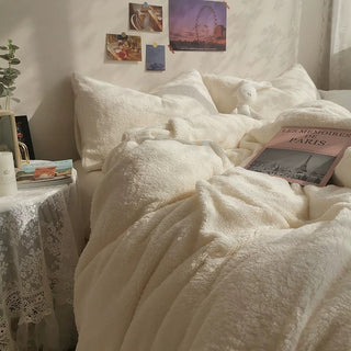 Fluffy and soft Gathered Milk Velvet Winter Duvet Cover Set Bed Cover Bedding Cover