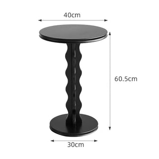 Black Wave Leg Round Compact Side Table