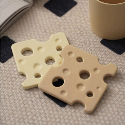 Cheese motif ceramic square coaster