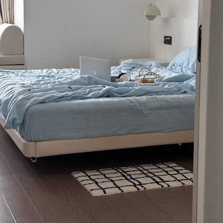 Monochrome Grid Door Mat Entrance Mat  50x80cm Absorbent Non-Slip Tufted