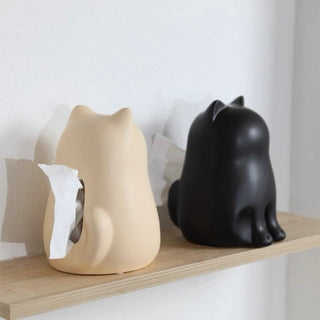 Sitting Cat Ceramic Tissue Case  Cat Tissue Box