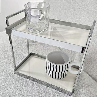 Silver Frame Display Two-Tier Storage Rack