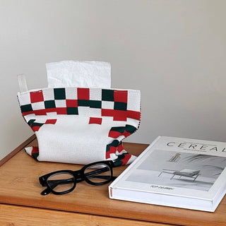 Mosaic Pattern Knit Tissue Case   Hanging Type