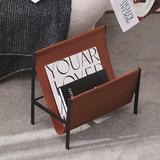 PU Leather Black Frame Magazine Rack  Storage