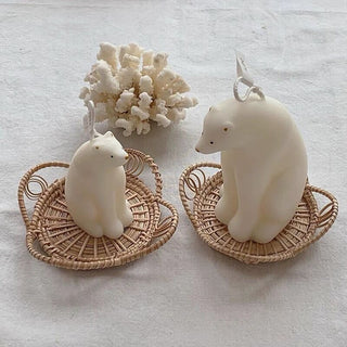 Flower motif rattan coaster set of 2