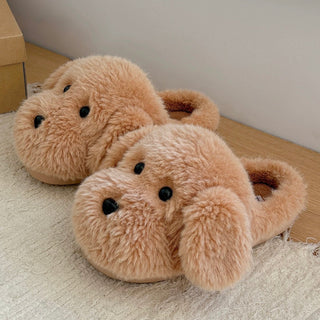 Fluffy Puppy Room Shoes   3 Sizes  Indoor Slippers Stuffed Dog