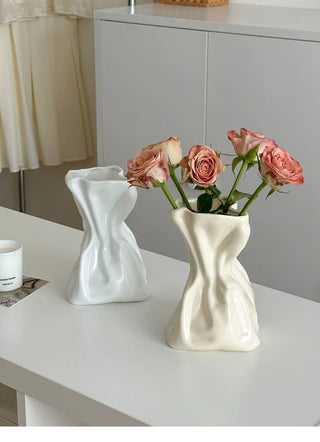 Pleated Ceramic Flower Vase