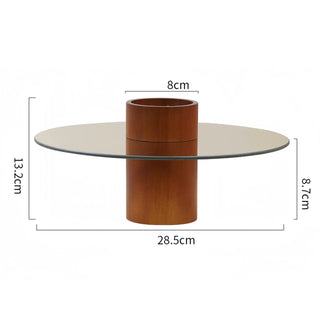 Clear glass plate wood stand tray perfume storage cosmetic storage