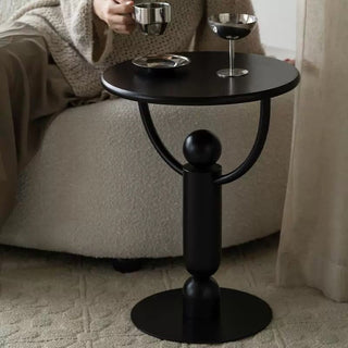 Modern Black Iron Round Compact Side Table