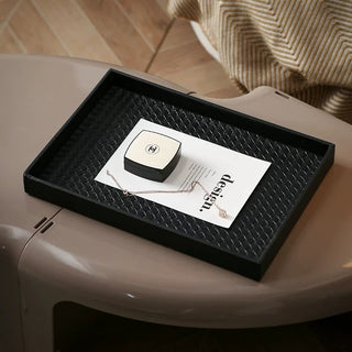 Monochrome Square Woven Leather Tray
