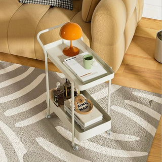 Handle Castered Iron Two-Tier Side Table