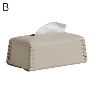 Side Stitch Faux Leather Tissue Case