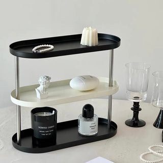 Monotone Oval Tray Three-Tier Storage Rack