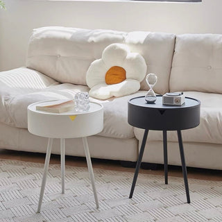 Storage-equipped Simple Round Side Table   in