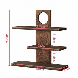Natural Wood Retro Three-Tier Display Rack Brown Cup Holder