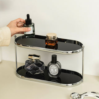 Stainless Steel Frame Oval Two-Tier Storage Rack   Perfume Storage