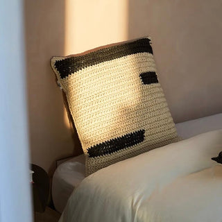 Straw material Monotone cushion cover 2 types  45 x 45 cm