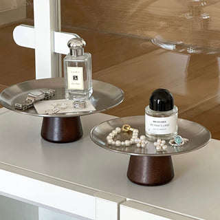 Wood Legged Stainless Steel Silver Tray 2 Sizes  Stand Storage